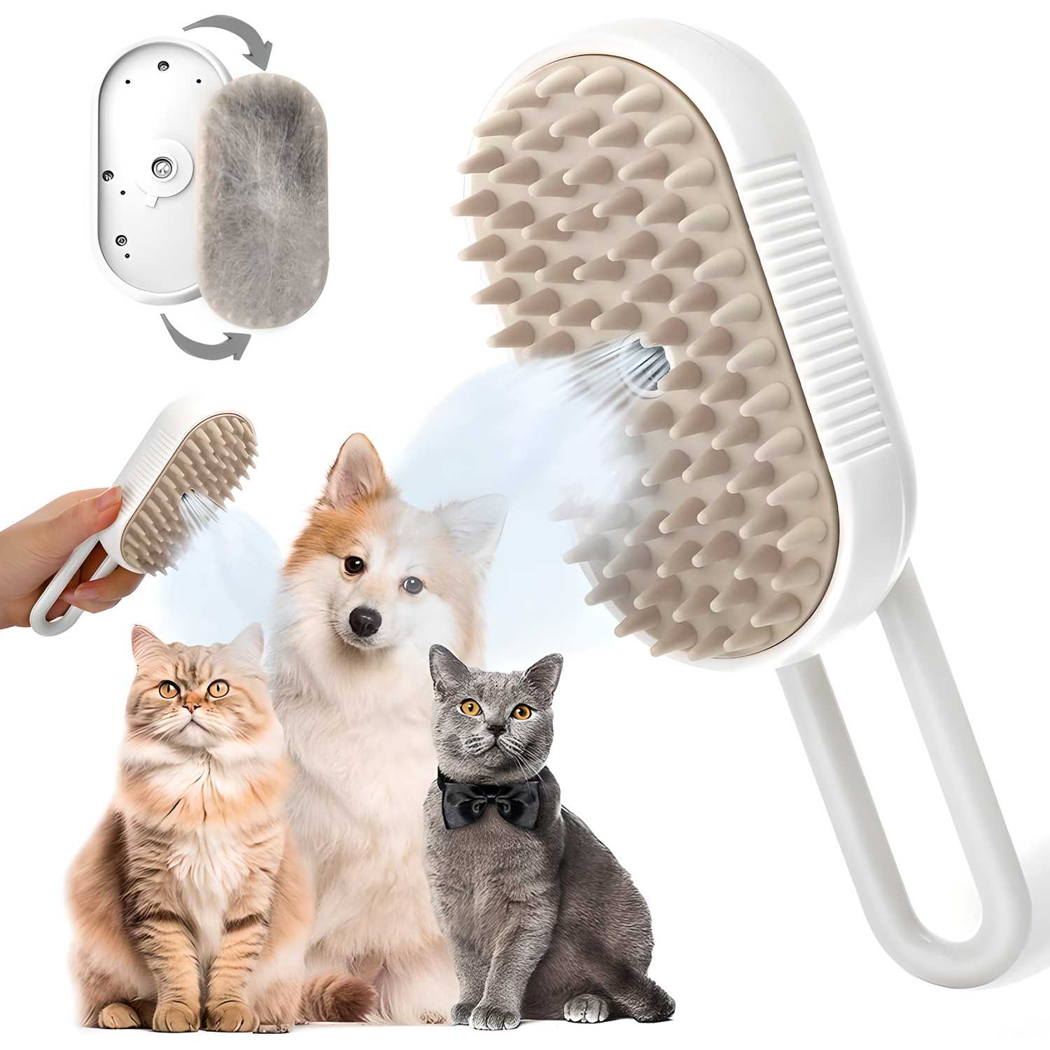 3-in-1 Steam Pet Grooming Brush for Dogs & Cats