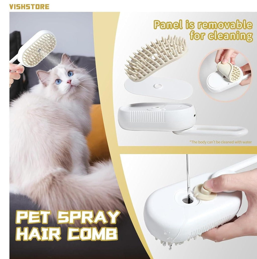 3-in-1 Steam Pet Grooming Brush for Dogs & Cats